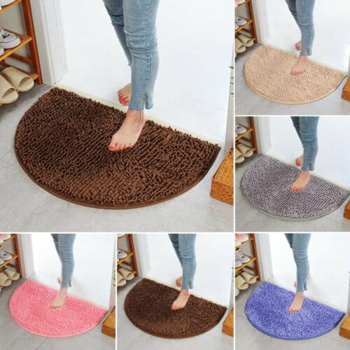 Shaggy Fluffy Half Round Rugs Anti-Skid Area Rug Bathroom Rug Floor Mat