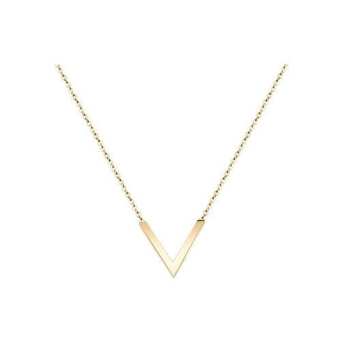Fashion Stainless Steel Letter V Choker Necklace for Women Clavicle Chain P212