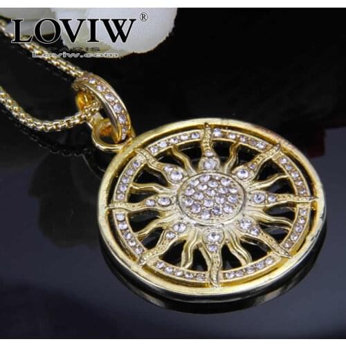 Golden Color Sun Pendant & Necklace Zirconia Pave New Brand Jewelry For Women Christmas Gifts Collier yellow golden