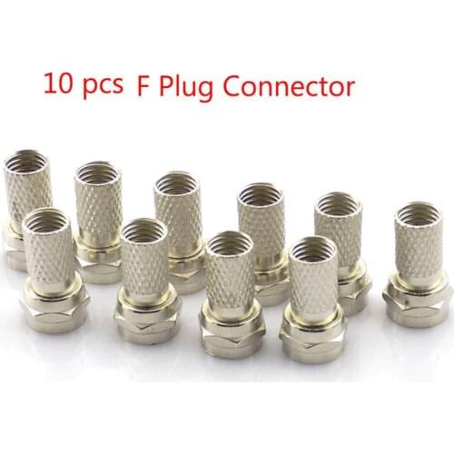 10pcs RG6 F Plug Connector Satellite Sky Virgin TV Aerial Cable Screw Twist Coax Adapter for RG6 Coaxial Cable TV Adapter W17