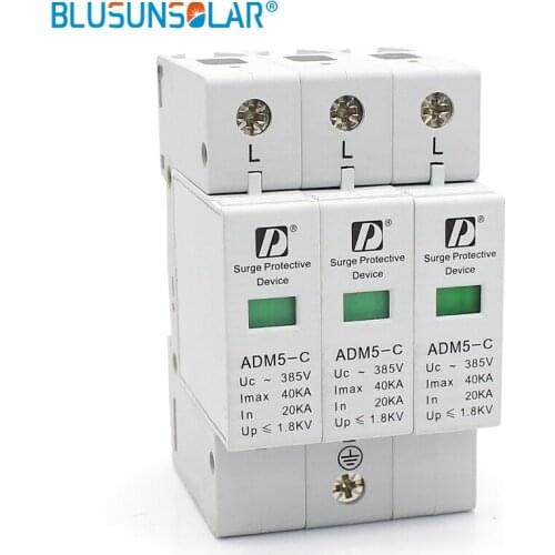 Wholesale 10pieces/lot Hot Selling 3P 20-40kA 380V AC Din Rail SPD Hosehold Low Voltage Surge Protective Device Solar
