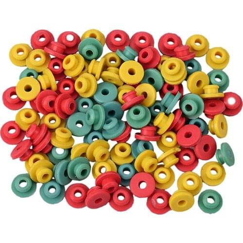 100pcs Red Yellow Green Silicone Tattooing Half Grommets Needles Nipplerings
