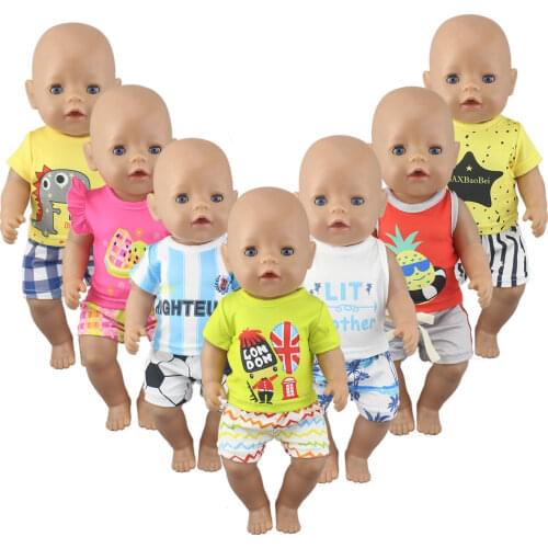 2021 Summer Beach Suit For 43cm Zapf Baby Born Doll 17 Inch Reborn Babies Dolls Clothes