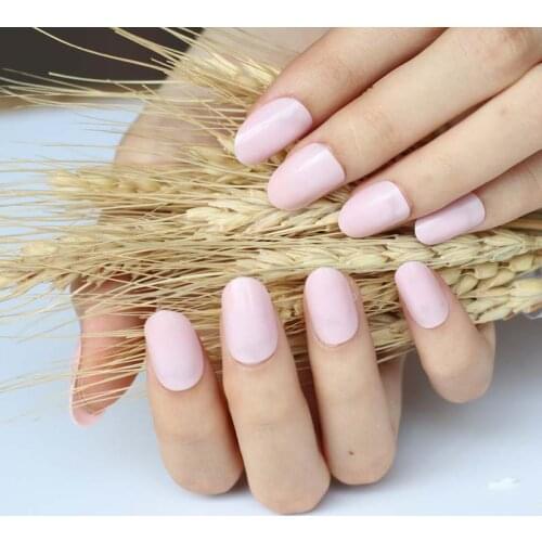2020 24pcs Latest models candy oval excellent touch design fake nails Tender powder N433X