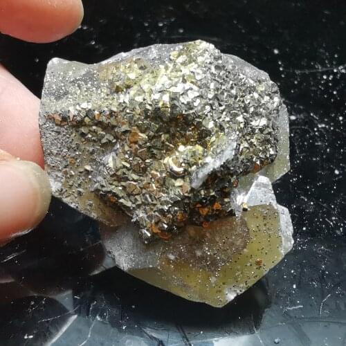 40.2gRare natural flower liquid and nonferrous pyrite symbiosis repair energy QUARTZ GEM home decoration teaching ornaments