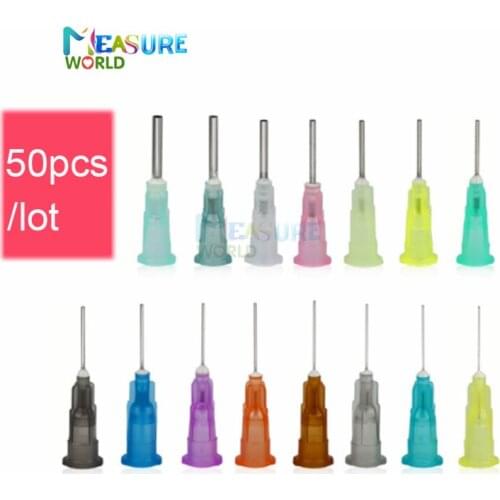 50pcs 14 -34G 1/4 Luer Lock Blunt Syringe Tip Screw Needle Precision Liquid Dispenser Gauge Glue Dispensing