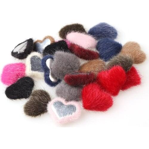 60Pcs 18mm Plush Love Heart Wrap Cloth Buttons DIY Craft Supplies Earrings Decor Materials Clothing Sewing Accessories Ornaments