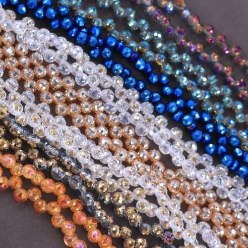 8mm 98pcs/lot Flat Cut Hanging Hole Face Ball Bead Jewelry Handmade DIY Necklace Crystal Glass Accessories