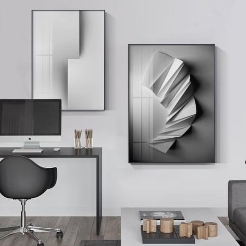 Abstract geometric art Canvas Painting Posters and Print Minimalist Wall Art Grey Pictures For Living Room Bedroom Aisle Studio