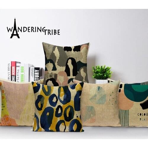 Abstract pillow cover colorful cushions home decor Custom linen pillow cover geometric pillow outdoor cushion Dropshipping