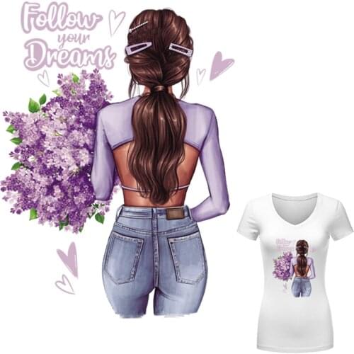 Girl Applique Patches Thermal Transfer Hot Tear New Design Diy T-Shirt Dresses Stickers Washable Iron On Patches