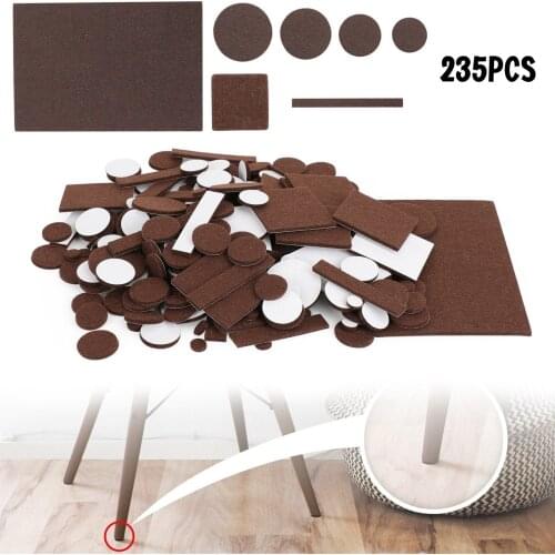 Areyourshop 235 Piece Self-Stick Furniture Felt Pads for Hard Surfaces Brown