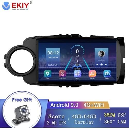 EKIY Android 9.0 Car Radio For Toyota Yaris 2012-2017 WIFI GPS Navigation 36EQ DSP Stereo Video Autoradio Carplay HU 360 Camera