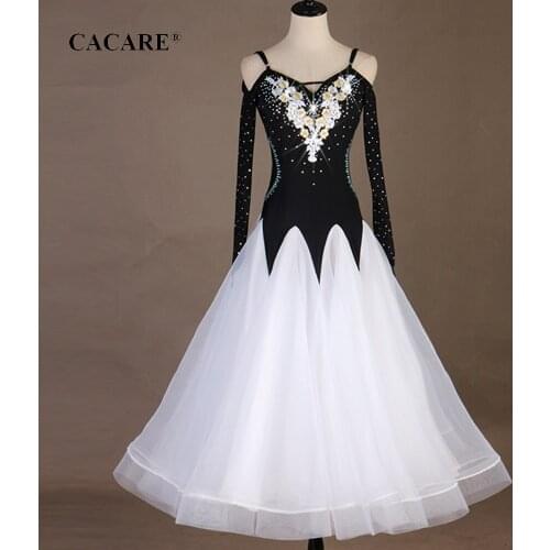 Ballroom Dress Dance Competition Dresses Gown Ladies Waltz Dancing Clothes Flamenco Standard Tango D0607 Sheer Hem Mesh Sleeve