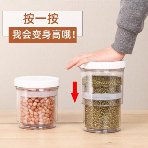 850-1400ML Push Type Vacuum Airtight Jars Kitchen Whole Grain Dry Goods Storage Containers With Lid Space Save