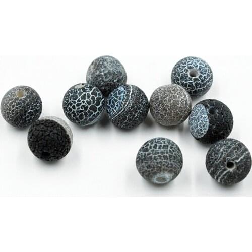 FLTMRH 4-14mm Black Onyx Beads Natural Stone Beads Carnelian Dull Polish Fire Dragon Polish Veins Beads For Jewelry Making Whol