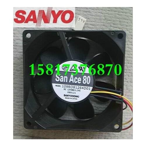 For Sanyo 109R0812S4D01 8cm 80mm 8025 DC 12V 0.24A three-wire ball server inverter fan