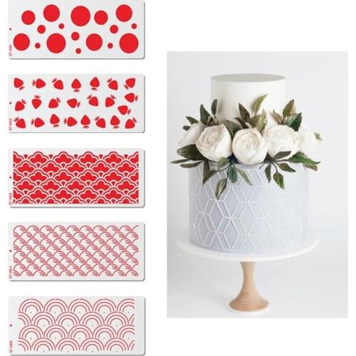 Geometric Rhombus Pattern Cake Stencil Plastic Lace Cake Border Stencils Template DIY Drawing Mold Cake Decorating Tool Bakeware