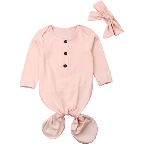 Newborn Baby Cotton Swaddle Wrap Swaddling Sleeping Bag Blanket Headband 2PCS Sleepwear Baby Clothes