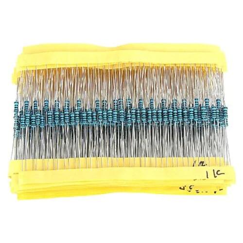 600pcs 10 -1M Ohm 1/4W Resistance 1% 30 Kinds Each Value Metal Film Resistor Assortment Kit resistors Each 20 pcs
