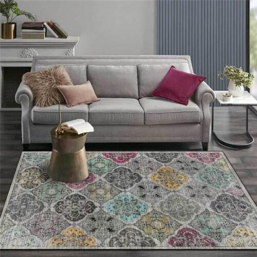 Bohemian Rug Black and Gray Red and Blue Multi-Color Panel Geometric Diamond Carpet Living Room Bedroom Bed Blanket Bath Mat