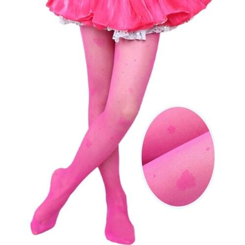 2021 Summer New Children Candy Color Polka Dot Dance Pantyhose Tight Cartoon Thin Silk Anti-mosquito Perspective Stockings