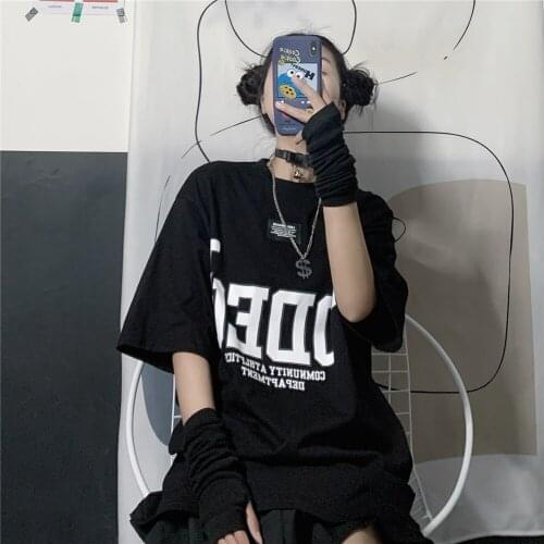 Summer Harajuku style letter printing short-sleeved t-shirt womens half-sleeved loose top T-shirt all-match female