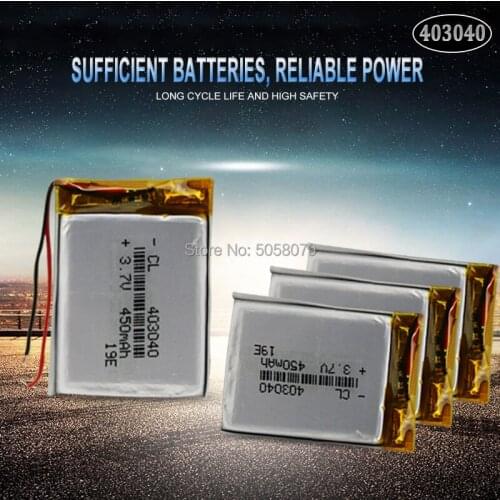 5pcs 3.7V 450mAh 403040 Lithium Polymer LiPo Rechargeable Battery For Mp3 Mp4 PAD DVD DIY E-book bluetooth peaker Camera