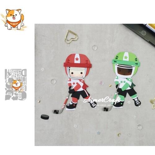 Boy ice hockey player Metal Cutting Dies Mold Scrapbooking Stencil DIY Embossing Craft Die Cuts Card Making New Dies For 2020