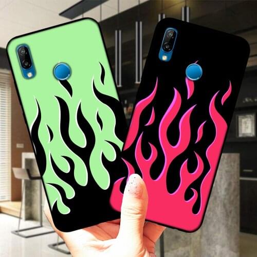 Fashion Flame Red Flames Black Soft Silicone Phone Case Cover For Huawei P40 Lite E P10 P20 Lite P30 Lite Pro Y9 2019