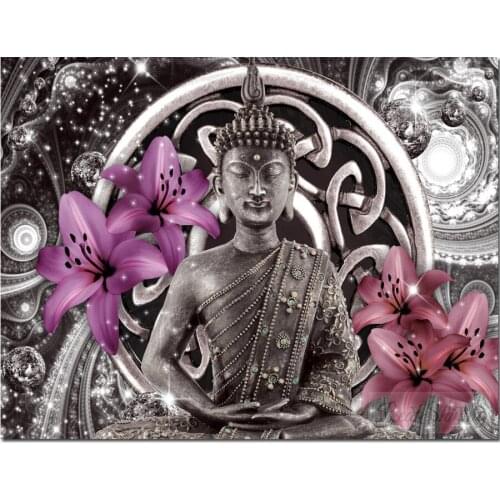 Green Purple Lily Buddha Mosaic 5D Diamond Painting Fantasie Full Square Drill Picture of Rhinestone Round Diamond Embroidery