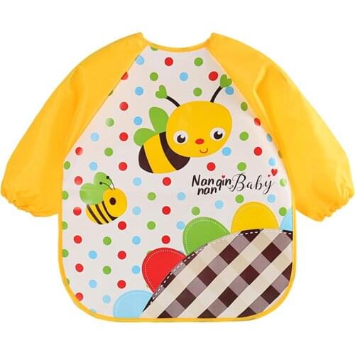 Cartoon Waterproof Unisex Baby Feeding Long Sleeve Art Apron Animal Bibs Waterproof And Easy To Clean Baby Bib Bib