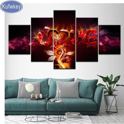 Multi-pictures Love Abstract Fire Diamond Painting Cross Stitch Diamond Embroidery full square Rhinestone Mosaic Home Decoration