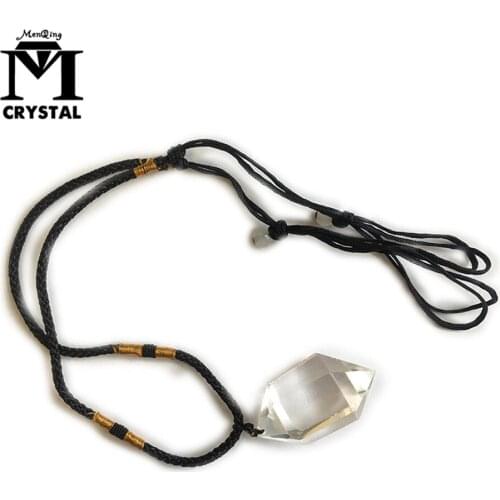 Natural White Crystal Hexagonal Double-pointed Pendant for man and woman Six prism Crystal Pendant healing Gems Crystal energy