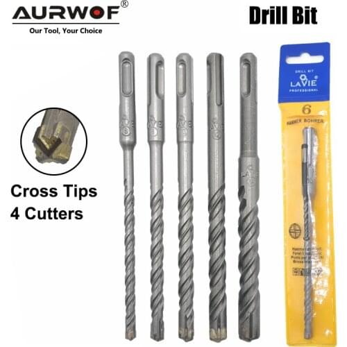 5pcs Electric Hammer SDS Plus Drill Bit Set Cross Tips 4 Cutters 160mm for Concrete Wall Brick Block Masonry Drilling Bits 6mm