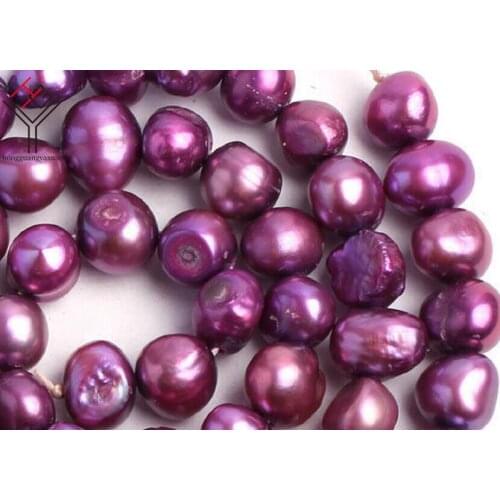One Strands Real Pearl 6-7mm Deep Purple Pearl Flat Baroque Natural Freshwater Pearl loose beads 35cm / 15inch