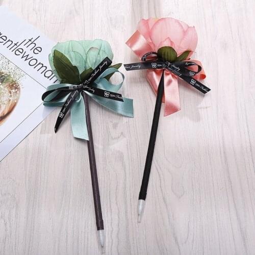 New Pen school supplies stationery creative peony flowers handmade simulation flower bow ballpoint pen fresh pole wedding pen