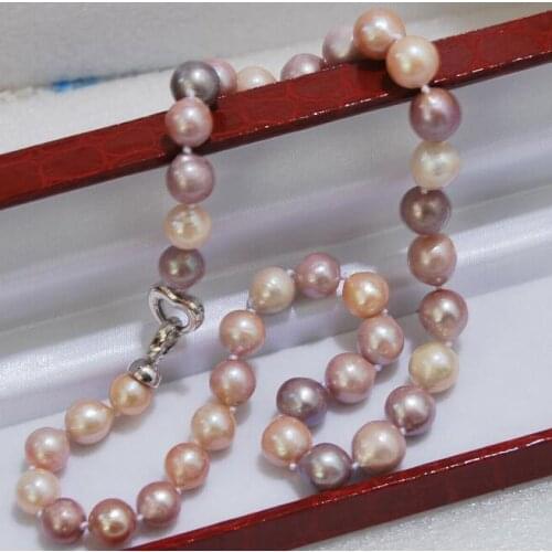 Charming 10-11mm Natural Multicolor Baroque Edison Pearl Necklace AAA 18" 36"