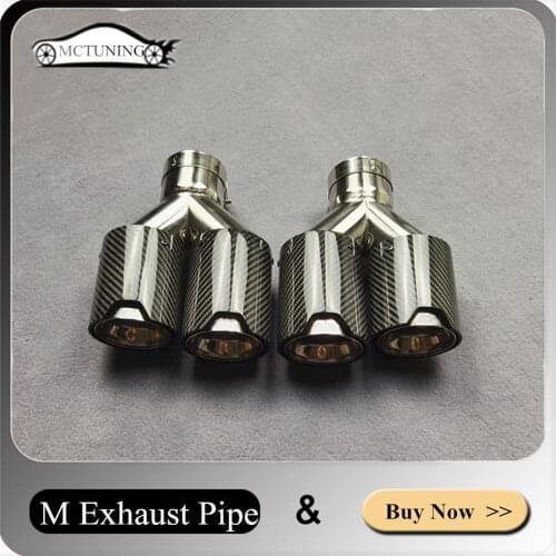 One Pair Y Model M Exhaust Pipe Nozzles For B-MW Car Styling Carbon Fiber Stainless Steel Muffler Tip Glossy Black Tailpipe
