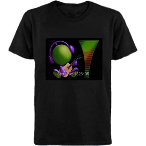 Wholesale High Quality Custom Mens LED t shirt Casual Sound Activated light up& down EL LED T-Shirt