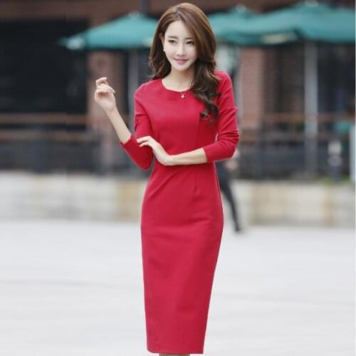 2020 Autumn and winter style, with backing knitted dress, solid color and plush medium length