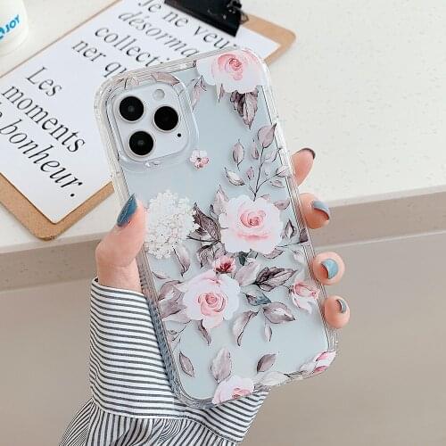 LOVECOM Retro Banana Leaf Flower Clear Phone Case For iPhone 12 Mini 11 Pro Max XR XS Max 8 7 Plus X Soft Shockproof Back Cover
