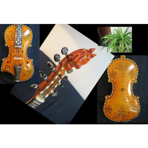 Deluxe fancy Norwegian fiddle 4/4 violin (4*5) of profession concert #8959