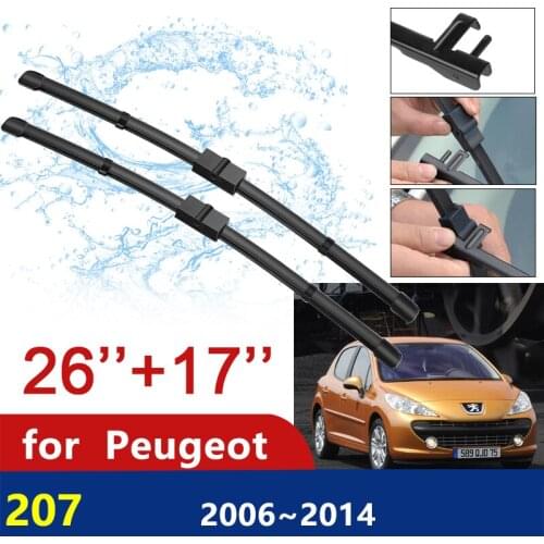 For Peugeot 207 207CC 207SW cc sw 2006~2014 Car Wiper Blade Windshield Wipers Car Accessories Stickers 2007 2008 2009 2010 2011