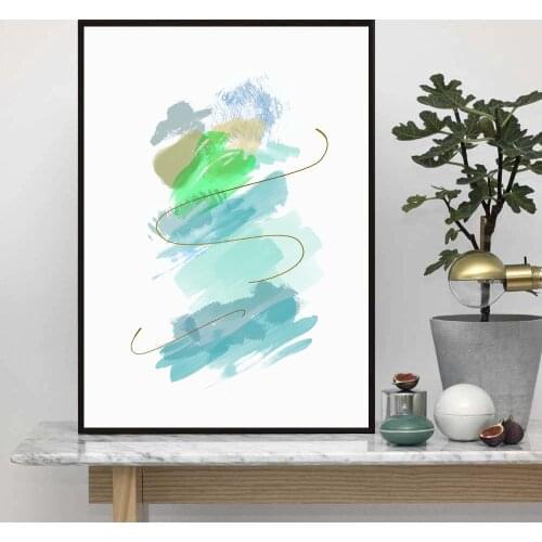 Nordic Watercolr Abstract Wall Art Portrait Canvas Painting Pictures for Living Room Scandinavian Home Decor