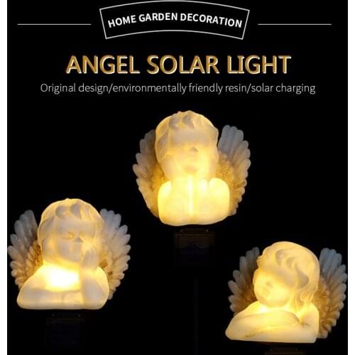 Solar Powered Angel Cherub Lights LED Lantern Garden Yard Patio Art Outdoor Decoration Waterproof Garden Landscape Stake Lamp