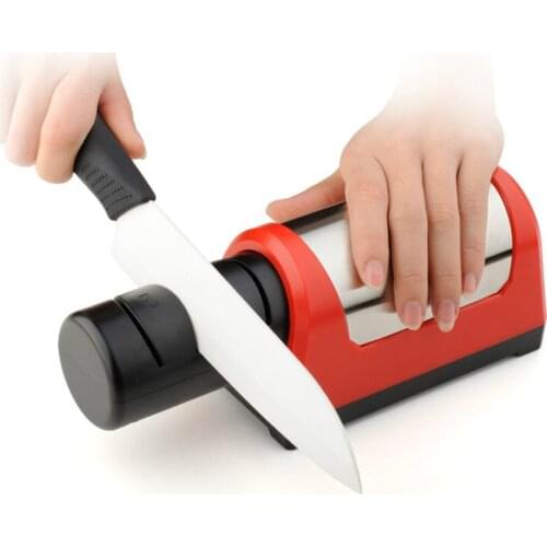 Sharpening Stone Two Stages Diamond Kitchen Knife 2 Slot Electric Diamond Steel Ceramic Home Knife Sharpener ZM724
