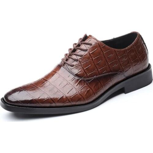 Fashion Italian Men Dress Shoes Retro Leather Crocodile Grain Business Men Shoes Party Wedding Slip On Men Flat Loafer Shoes 47