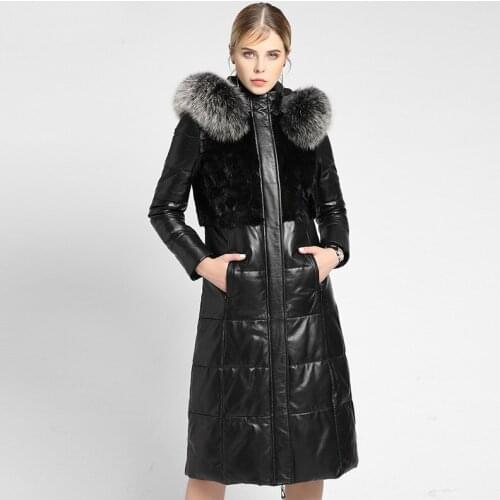 Fox Fur Collar Mink Fur Sheepskin Down Coat Korean Streetwear Real Genuine Leather Jacket Autumn Winter Coat Women Clothes 2020