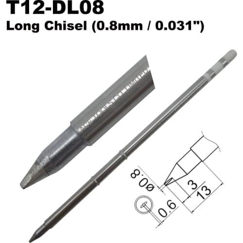10 PCS T12-DL08 Long Screwdriver 0.8mm Soldering Tip for HAKKO FX-951 FX-950 FX-952 FX-9501 FM-2028 FM2027 Pencil Iron Bit
